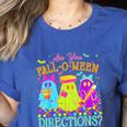 Retro Are You Falloween Direction Teacher Spooky Halloween Women's Heather T-Shirt Heather True Royal Retro Are You Falloween Direction Teacher Spooky Halloween Women's Heather T-Shirt Heather True Royal