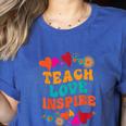 Retro Teach Love Inspire Back To School Teachers Women's Heather T-Shirt Heather True Royal Retro Teach Love Inspire Back To School Teachers Women's Heather T-Shirt Heather True Royal