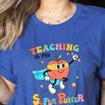Retro Teaching Is My Superpower Apple Teacher Appreciation Women's Heather T-Shirt Heather True Royal Retro Teaching Is My Superpower Apple Teacher Appreciation Women's Heather T-Shirt Heather True Royal