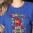 Retro Teaching Is My Superpower Apple Teacher Appreciation Women's Heather T-Shirt Heather True Royal Retro Teaching Is My Superpower Apple Teacher Appreciation Women's Heather T-Shirt Heather True Royal