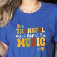 Retro Thankful For Music Floral Music Teacher Thanksgiving Men Women Women's Heather T-Shirt Heather True Royal Retro Thankful For Music Floral Music Teacher Thanksgiving Men Women Women's Heather T-Shirt Heather True Royal