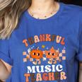 Retro Thankful Music Teacher Pumpkin Fall Thanksgiving Women's Heather T-Shirt Heather True Royal Retro Thankful Music Teacher Pumpkin Fall Thanksgiving Women's Heather T-Shirt Heather True Royal