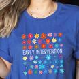 Retro Wildflower Early Intervention Teacher Interventionist Women's Heather T-Shirt Heather True Royal Retro Wildflower Early Intervention Teacher Interventionist Women's Heather T-Shirt Heather True Royal