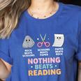 Rock Paper Scissors Teacher Librarian Nothing Beats Reading Women's Heather T-Shirt Heather True Royal Rock Paper Scissors Teacher Librarian Nothing Beats Reading Women's Heather T-Shirt Heather True Royal