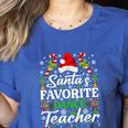 Santa's Favorite Dance Teacher Shirt Christmas Pajama Women's Heather T-Shirt Heather True Royal