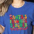 Santas Favorite Teacher Retro Groovy Christmas Xmas Women Women's Heather T-Shirt Heather True Royal Santas Favorite Teacher Retro Groovy Christmas Xmas Women Women's Heather T-Shirt Heather True Royal