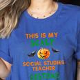 My Scary Social Studies Teacher Costume Halloween Men Women Women's Heather T-Shirt Heather True Royal