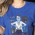 Science Teacher Halloween Skeleton Scientist Chemistry Women's Heather T-Shirt Heather True Royal