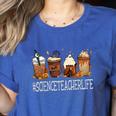 Science Teacher Horror Fall Coffee Halloween Pumpkin Autumn Women's Heather T-Shirt Heather True Royal Science Teacher Horror Fall Coffee Halloween Pumpkin Autumn Women's Heather T-Shirt Heather True Royal