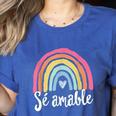 Sé Amable Spanish Bilingual Teacher Be Kind Boho Rainbow Women's Heather T-Shirt Heather True Royal Sé Amable Spanish Bilingual Teacher Be Kind Boho Rainbow Women's Heather T-Shirt Heather True Royal