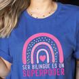 Ser Bilingue Es Un Superpoder Spanish Teacher Esl Teacher Women's Heather T-Shirt Heather True Royal