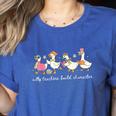 Silly Teachers Build Character Goose Teacher Back To School Women's Heather T-Shirt Heather True Royal