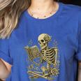 Skeleton Book Floral Skull Halloween Teacher Costume Women's Heather T-Shirt Heather True Royal Skeleton Book Floral Skull Halloween Teacher Costume Women's Heather T-Shirt Heather True Royal