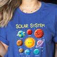 Solar System Cute Face Planets Space Science Teacher School Women's Heather T-Shirt Heather True Royal