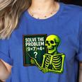 Solve The Problem Skeleton Teacher Halloween Math Six Seven Women's Heather T-Shirt Heather True Royal Solve The Problem Skeleton Teacher Halloween Math Six Seven Women's Heather T-Shirt Heather True Royal