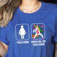 Special Ed Teacher Dabbing Unicorn Teacher Women Women's Heather T-Shirt Heather True Royal Special Ed Teacher Dabbing Unicorn Teacher Women Women's Heather T-Shirt Heather True Royal