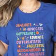 SPED Caffeinate Advocate Laminate Educate Teacher Facilitate For Men Women Women's Heather T-Shirt Heather True Royal SPED Caffeinate Advocate Laminate Educate Teacher Facilitate For Men Women Women's Heather T-Shirt Heather True Royal