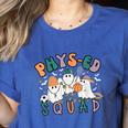 Spooky Ghost PE Teacher Squad Physical Education Halloween Women's Heather T-Shirt Heather True Royal