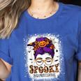 Spooky Paraprofessional Life Halloween Messy Bun Teacher For Men Women Women's Heather T-Shirt Heather True Royal Spooky Paraprofessional Life Halloween Messy Bun Teacher For Men Women Women's Heather T-Shirt Heather True Royal