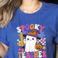 Spooky Teacher Ghost Pencil Teach Halloween Teacher Women's Heather T-Shirt Heather True Royal