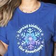 Spread Kindness Like Snowflakes Christmas Teacher Unity Day Women's Heather T-Shirt Heather True Royal Spread Kindness Like Snowflakes Christmas Teacher Unity Day Women's Heather T-Shirt Heather True Royal