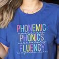 Spring Easter Reading Teacher Science Of Reading Women's Heather T-Shirt Heather True Royal Spring Easter Reading Teacher Science Of Reading Women's Heather T-Shirt Heather True Royal