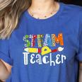Steam Teacher Science Tech Engineering Arts Maker Women's Heather T-Shirt Heather True Royal