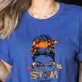 STEM Teacher Messy Bun Fall Vibes Autumn Thanksgiving Men Women Women's Heather T-Shirt Heather True Royal