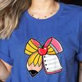 Student Teacher Coquette Bow Pencil Back To School First Day Women's Heather T-Shirt Heather True Royal Student Teacher Coquette Bow Pencil Back To School First Day Women's Heather T-Shirt Heather True Royal