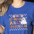 My Students Are Spooktacular Teacher Halloween Vibes Women's Heather T-Shirt Heather True Royal