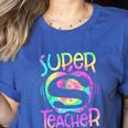 Super Teacher Back To School Apple Tie Dye First Day Women's Heather T-Shirt Heather True Royal Super Teacher Back To School Apple Tie Dye First Day Women's Heather T-Shirt Heather True Royal