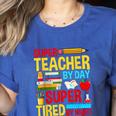Super Teacher By Day Super Tired By Night Superhero Teacher Women's Heather T-Shirt Heather True Royal Super Teacher By Day Super Tired By Night Superhero Teacher Women's Heather T-Shirt Heather True Royal