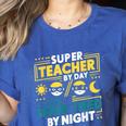 Super Teacher By Day Super Tired By Night Superheroes School Women's Heather T-Shirt Heather True Royal Super Teacher By Day Super Tired By Night Superheroes School Women's Heather T-Shirt Heather True Royal