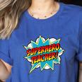 Superhero Teacher Retro Comic Teaching Superpower Women's Heather T-Shirt Heather True Royal Superhero Teacher Retro Comic Teaching Superpower Women's Heather T-Shirt Heather True Royal