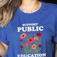 Support Public Education Cute Floral Teacher Red For Ed Women's Heather T-Shirt Heather True Royal