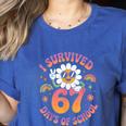 I Survived 67 Days Of School Groovy Retro Teachers Girls Women's Heather T-Shirt Heather True Royal