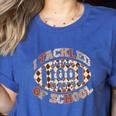 I Tackled 100 Days Of School Football Boys Girls Teachers Women's Heather T-Shirt Heather True Royal I Tackled 100 Days Of School Football Boys Girls Teachers Women's Heather T-Shirt Heather True Royal