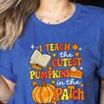I Teach The Coolest Pumpkins In The Patch Teacher Halloween Women's Heather T-Shirt Heather True Royal I Teach The Coolest Pumpkins In The Patch Teacher Halloween Women's Heather T-Shirt Heather True Royal