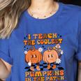 I Teach The Coolest Pumpkins In The Patch Teacher Halloween Women's Heather T-Shirt Heather True Royal