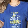 I Teach The Cutest Bees In The Beehive Kindergarten Teacher Women's Heather T-Shirt Heather True Royal