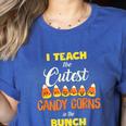 I Teach The Cutest Candy Corn In The Patch Teacher Halloween Women's Heather T-Shirt Heather True Royal