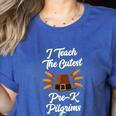 I Teach The Cutest Pre-K Pilgrims Thanksgiving Teacher Item Women's Heather T-Shirt Heather True Royal