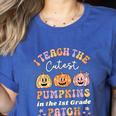 I Teach The Cutest Pumpkins In The Patch 1st Grade Teacher For Men Women Kids Women's Heather T-Shirt Heather True Royal I Teach The Cutest Pumpkins In The Patch 1st Grade Teacher For Men Women Kids Women's Heather T-Shirt Heather True Royal
