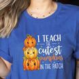 I Teach The Cutest Pumpkins In The Patch Fall Autumn Teacher Women's Heather T-Shirt Heather True Royal I Teach The Cutest Pumpkins In The Patch Fall Autumn Teacher Women's Heather T-Shirt Heather True Royal