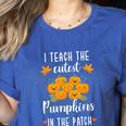 I Teach The Cutest Pumpkins In The Patch Halloween Teacher Women's Heather T-Shirt Heather True Royal I Teach The Cutest Pumpkins In The Patch Halloween Teacher Women's Heather T-Shirt Heather True Royal