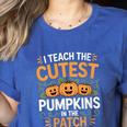 I Teach The Cutest Pumpkins In The Patch Halloween Teacher Women's Heather T-Shirt Heather True Royal