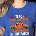 I Teach The Cutest Pumpkins In The Patch Halloween Teacher Women's Heather T-Shirt Heather True Royal I Teach The Cutest Pumpkins In The Patch Halloween Teacher Women's Heather T-Shirt Heather True Royal