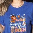 I Teach The Cutest Pumpkins In The Patch Halloween Teacher Women's Heather T-Shirt Heather True Royal