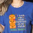 I Teach The Cutest Pumpkins In The Patch Infant Teacher Women's Heather T-Shirt Heather True Royal I Teach The Cutest Pumpkins In The Patch Infant Teacher Women's Heather T-Shirt Heather True Royal