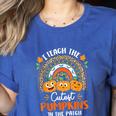 I Teach The Cutest Pumpkins In The Patch Teacher Halloween Women's Heather T-Shirt Heather True Royal I Teach The Cutest Pumpkins In The Patch Teacher Halloween Women's Heather T-Shirt Heather True Royal